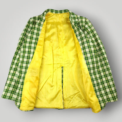 Vintage 70s Unstructured Polyester Tartan Plaid Sack Jacket 34S