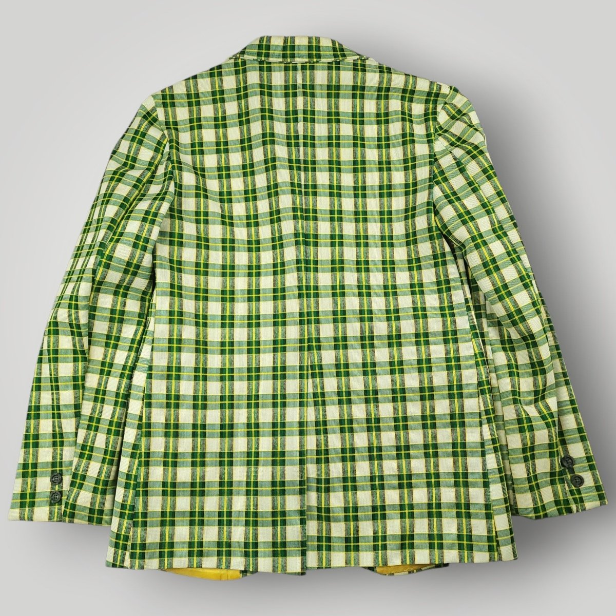 Vintage 70s Unstructured Polyester Tartan Plaid Sack Jacket 34S