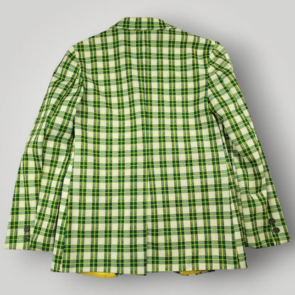 Vintage 70s Unstructured Polyester Tartan Plaid Sack Jacket 34S