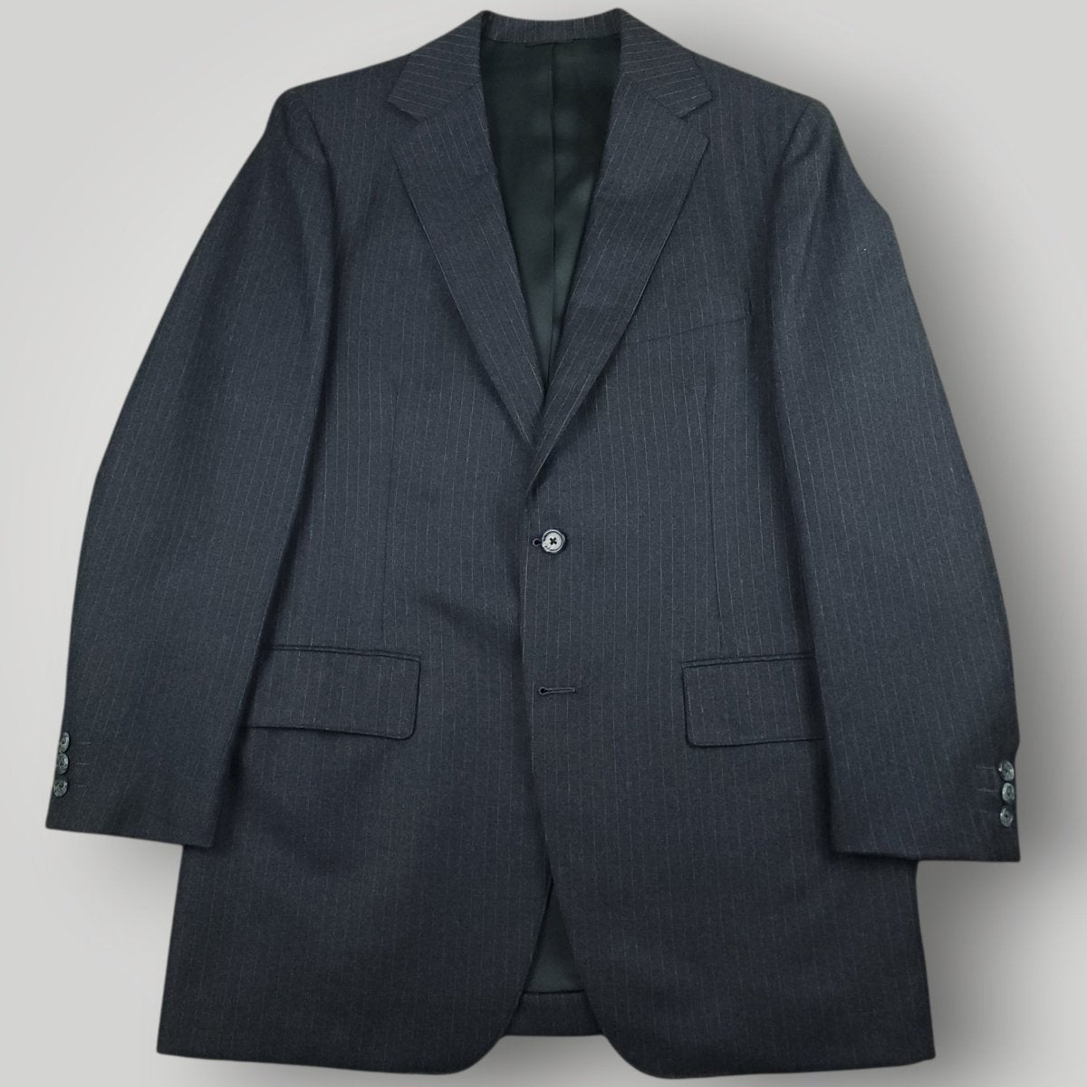 Vintage 80s 2 Piece Flannel Wool Pinstripe Suit 40R/34R