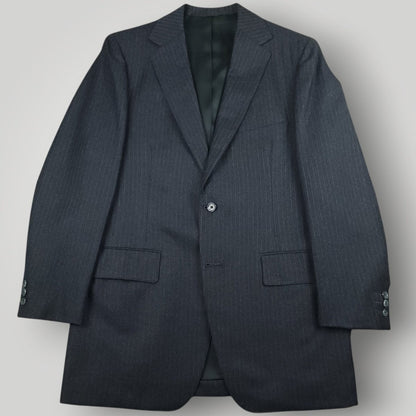 Vintage 80s 2 Piece Flannel Wool Pinstripe Suit 40R/34R