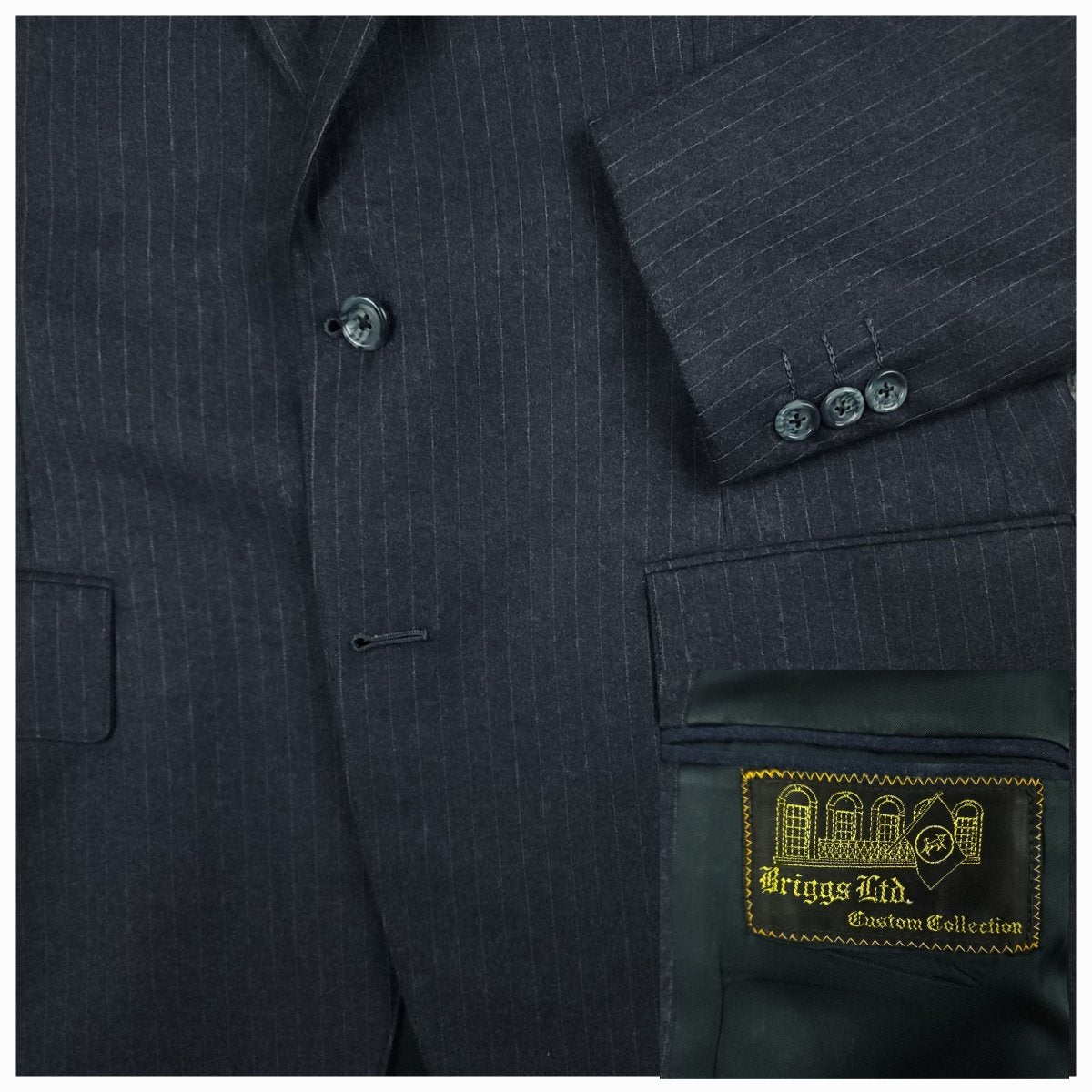 Vintage 80s 2 Piece Flannel Wool Pinstripe Suit 40R/34R