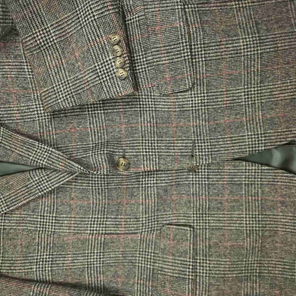 Vintage 80s Classic Fit Camel Hair Prince of Wales Check Sport Coat 38R