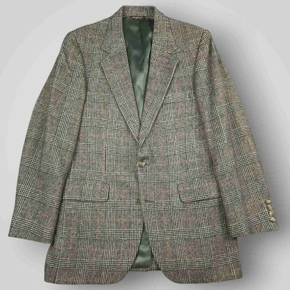 Vintage 80s Classic Fit Camel Hair Prince of Wales Check Sport Coat 38R