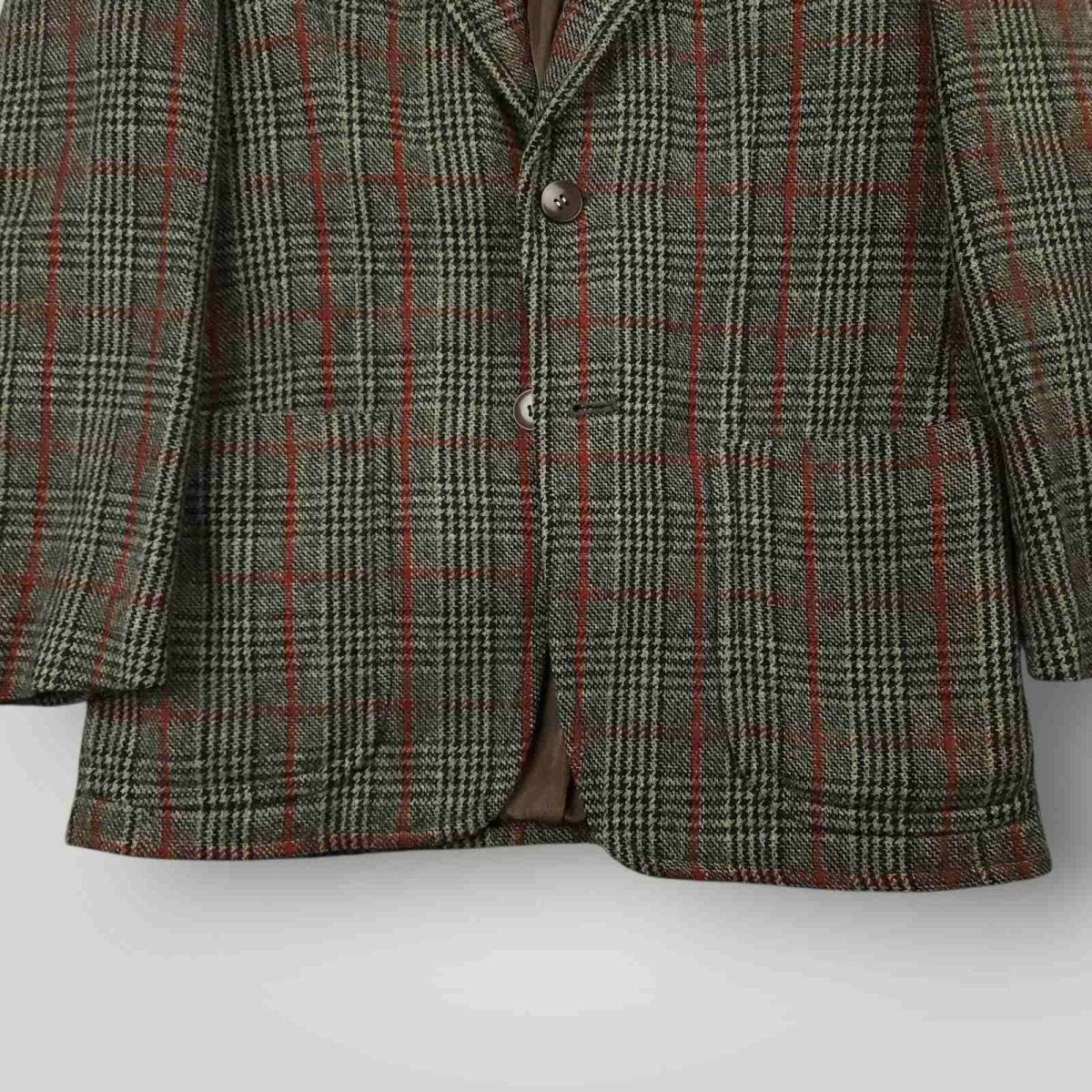 Vintage 80s Slim Fit Patch Pocket Prince of Wales Check Tweed Jacket 38S