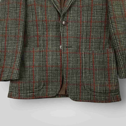 Vintage 80s Slim Fit Patch Pocket Prince of Wales Check Tweed Jacket 38S