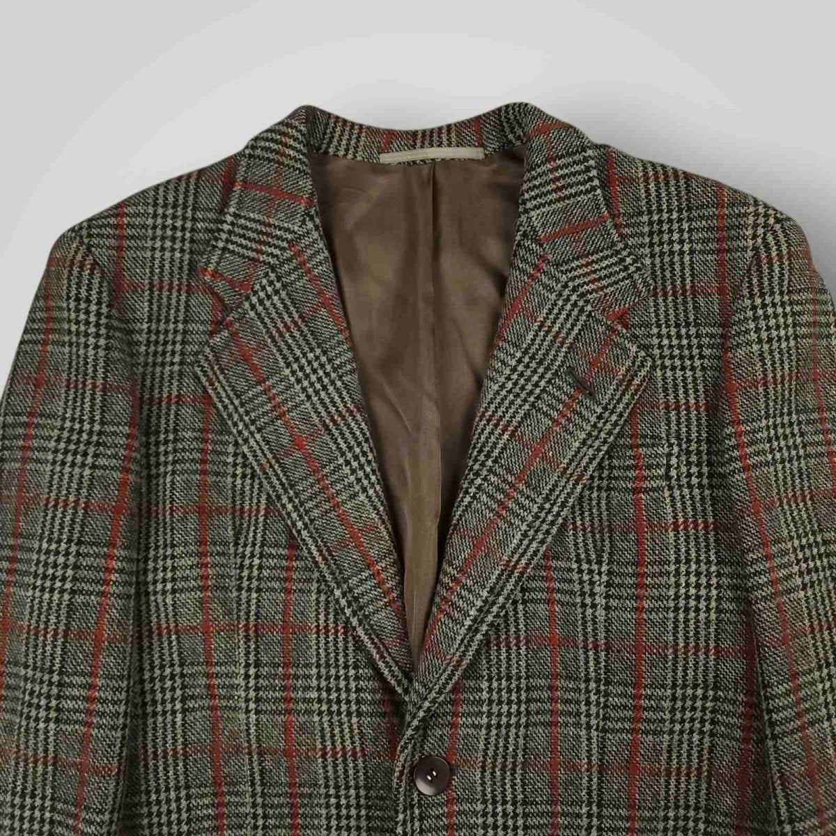 Vintage 80s Slim Fit Patch Pocket Prince of Wales Check Tweed Jacket 38S
