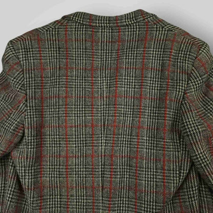 Vintage 80s Slim Fit Patch Pocket Prince of Wales Check Tweed Jacket 38S