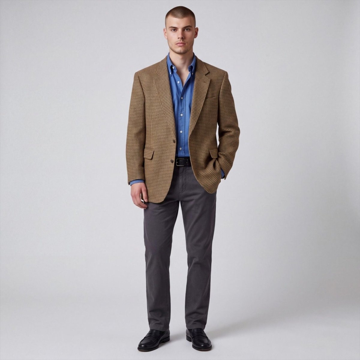 Vintage 80s Slim Fit Wool Gun Club Check Sport Coat 48R/S