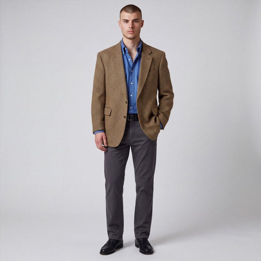 Vintage 80s Slim Fit Wool Gun Club Check Sport Coat 48R/S