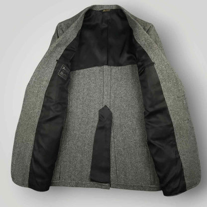 Vtg 80s Classic Fit Herringbone Tweed Wool Sport Coat Jacket 38R