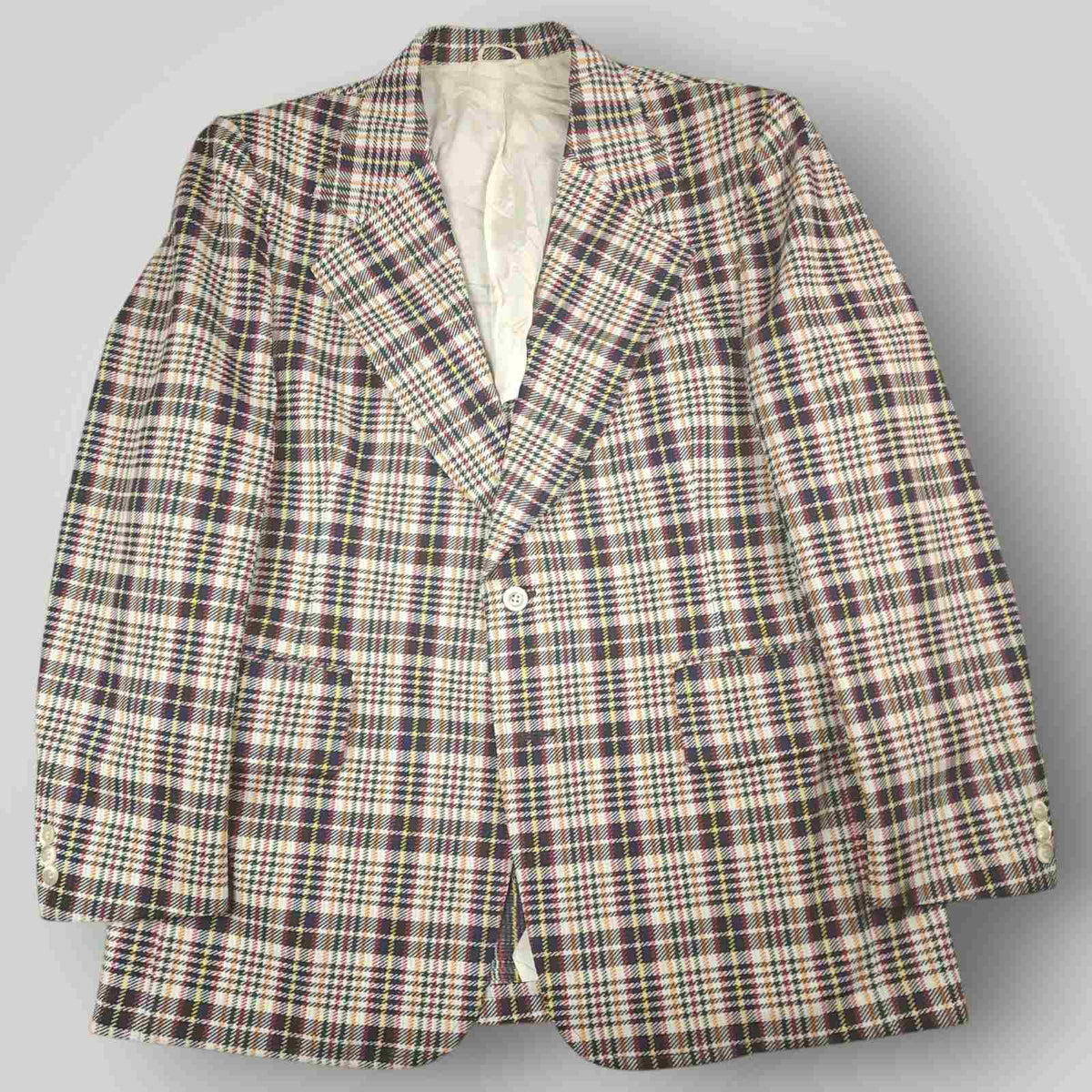 Vintage 60s Ivy Style Wide Lapel Prince of Wales Check Sport Coat 42R