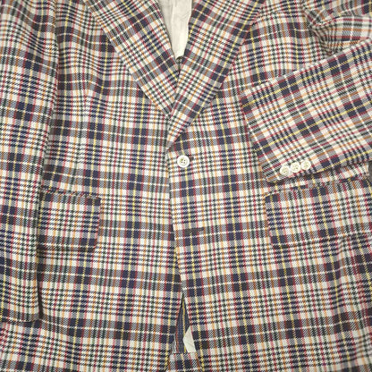 Vintage 60s Ivy Style Wide Lapel Prince of Wales Check Sport Coat 42R