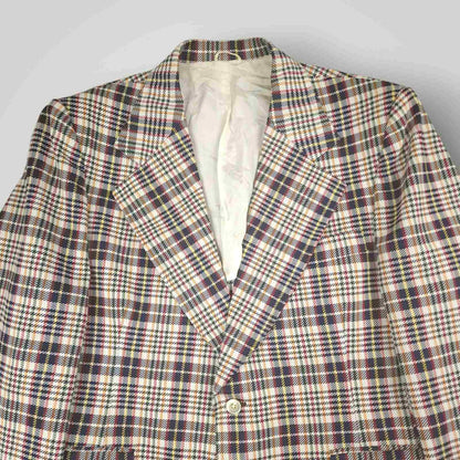 Vintage 60s Ivy Style Wide Lapel Prince of Wales Check Sport Coat 42R