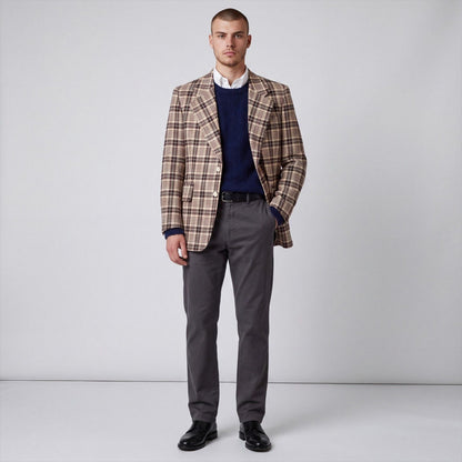 Vintage 60s Ivy Style Wide Lapel Prince of Wales Check Sport Coat 42R