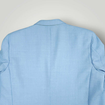 Vintage 70s Slim Fit Hopsack Patch Pocket Silver Button Wool Blazer 46L