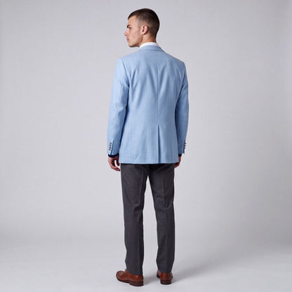 Vintage 70s Slim Fit Hopsack Patch Pocket Silver Button Wool Blazer 46L