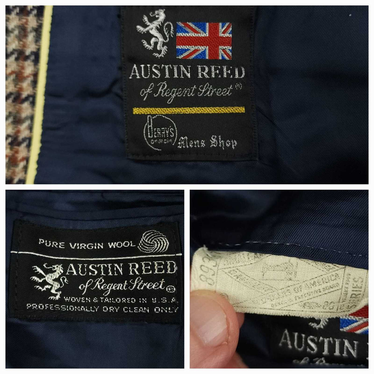 Vintage 70s Austin Reed Classic Fit Shetland Tweed Wool Gun Club Check Sports Coat 38R