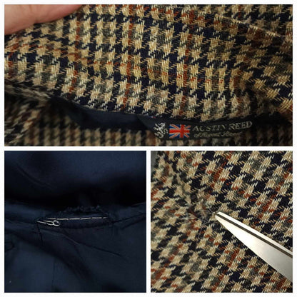 Vintage 70s Austin Reed Classic Fit Shetland Tweed Wool Gun Club Check Sports Coat 38R