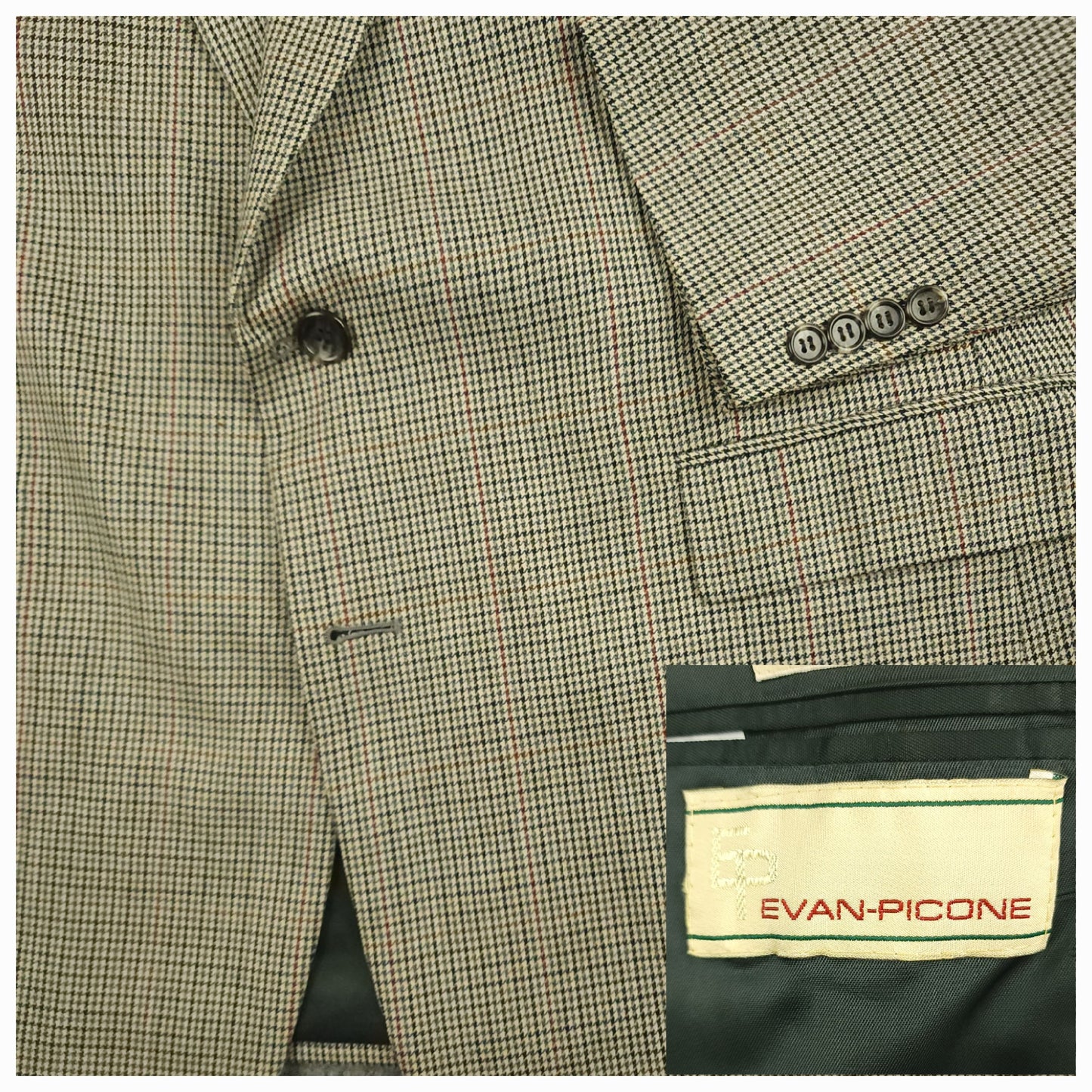Vintage 90s Classic Fit Gun Club Check Wool Sport Coat 44R
