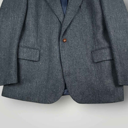 Vintage 90s Slim Fit Herringbone Marl Tweed Wool Jacket Sport Coat 44S