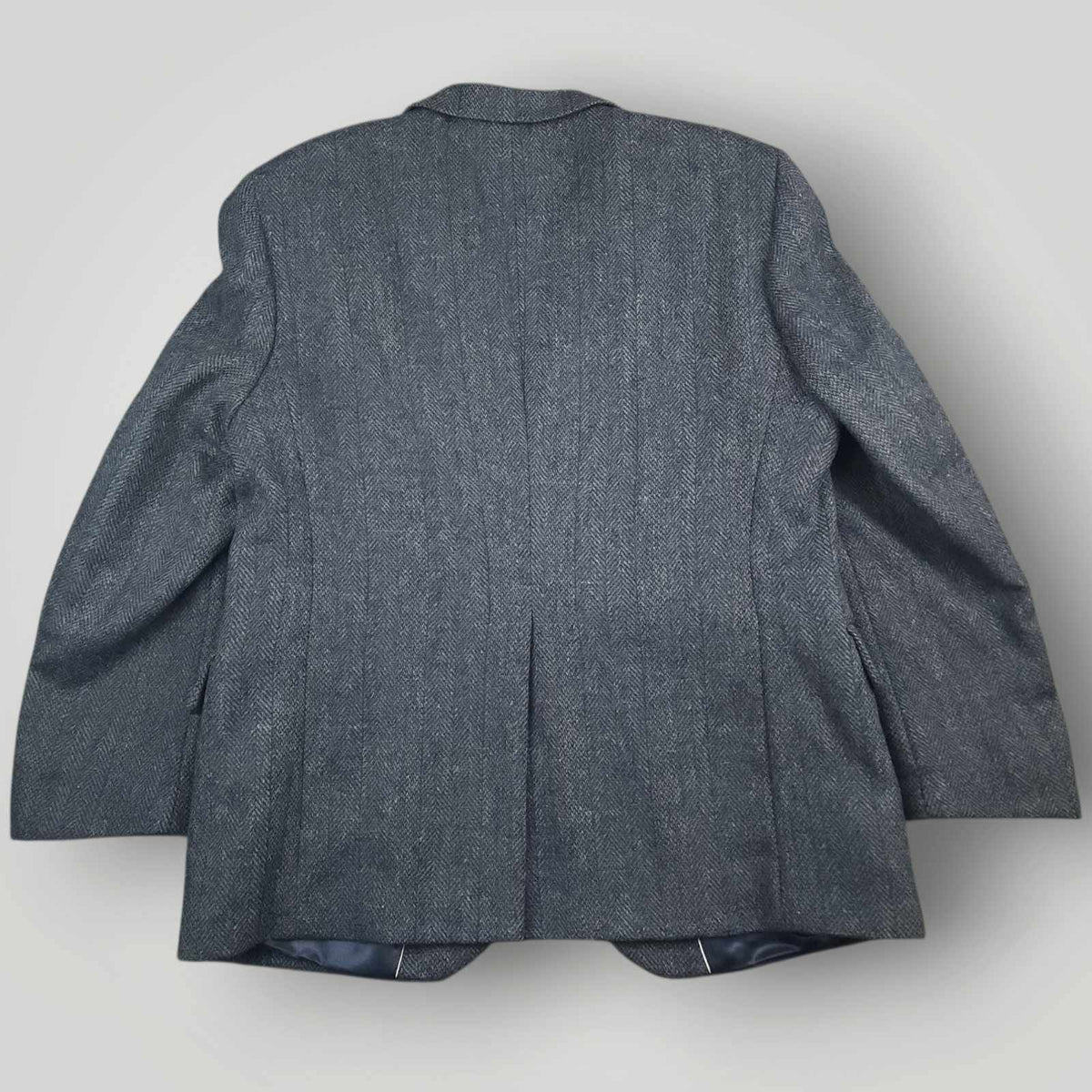 Vintage 90s Slim Fit Herringbone Marl Tweed Wool Jacket Sport Coat 44S