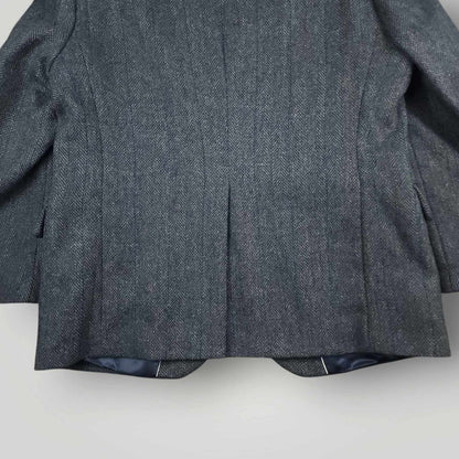 Vintage 90s Slim Fit Herringbone Marl Tweed Wool Jacket Sport Coat 44S