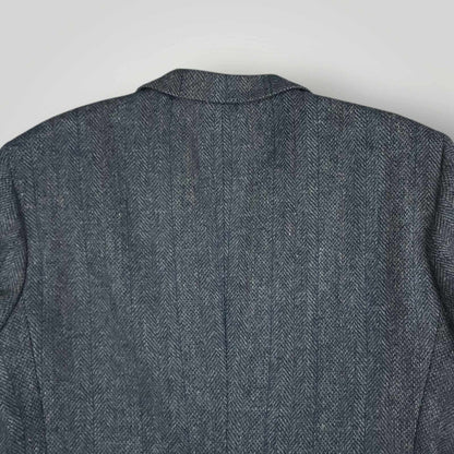 Vintage 90s Slim Fit Herringbone Marl Tweed Wool Jacket Sport Coat 44S