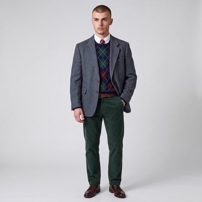Vintage 90s Slim Fit Herringbone Marl Tweed Wool Jacket Sport Coat 44S
