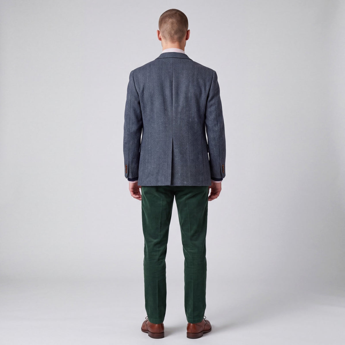 Vintage 90s Slim Fit Herringbone Marl Tweed Wool Jacket Sport Coat 44S