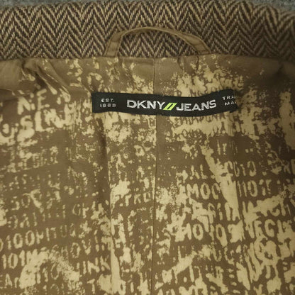 Vintage 90s DKNY Jeans Relaxed Fit Wool Blend Herringbone Blazer Jacket 42R